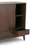 Mobile Contenitore Mid-Century Noce Marrone / Bianco, 2 Ante 3 Cassetti