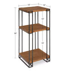 Tavolino Quadrato Marrone a 3 Livelli in Legno e Metallo, 12x12x30, 1 Persona