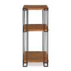 Tavolino Quadrato Marrone a 3 Livelli in Legno e Metallo, 12x12x30, 1 Persona