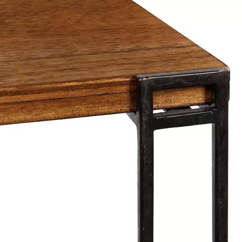 Tavolino Quadrato Marrone a 3 Livelli in Legno e Metallo, 12x12x30, 1 Persona