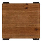 Tavolino Quadrato Marrone a 3 Livelli in Legno e Metallo, 12x12x30, 1 Persona